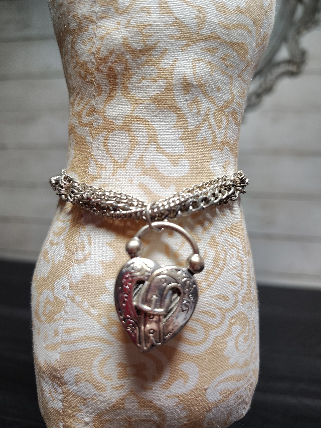 Pretty Unique Silver Tone Multi chain Bracelet W/… - image 8