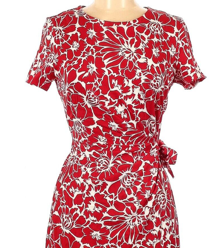 NWT Diane von Furstenberg Zoe in Dahlia Small Poppy Floral Tie Waist Dress 8 - Picture 9 of 10