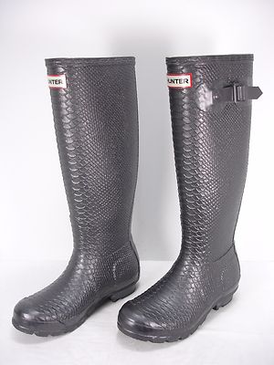 HUNTER CARNABY BOA PEWTER SNAKE EMBOSSED TALL