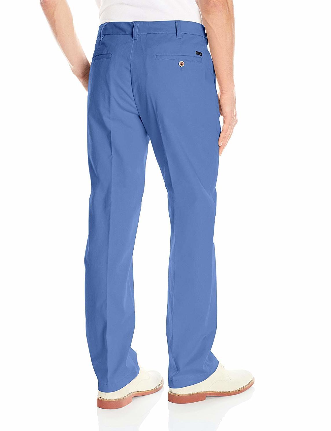 IZOD Men's Performance Stretch Straight Fit Flat Front Chino Pant Blue ...