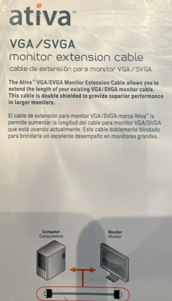 Ativa VGA/SVGA Monitor Cable 6 Feet HDB 15 Male/ HDB Male - Image 3 of 4