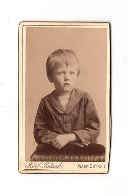 R. Denk CDV Photo Cute Little Boy - Moravian Ostrava 1880s