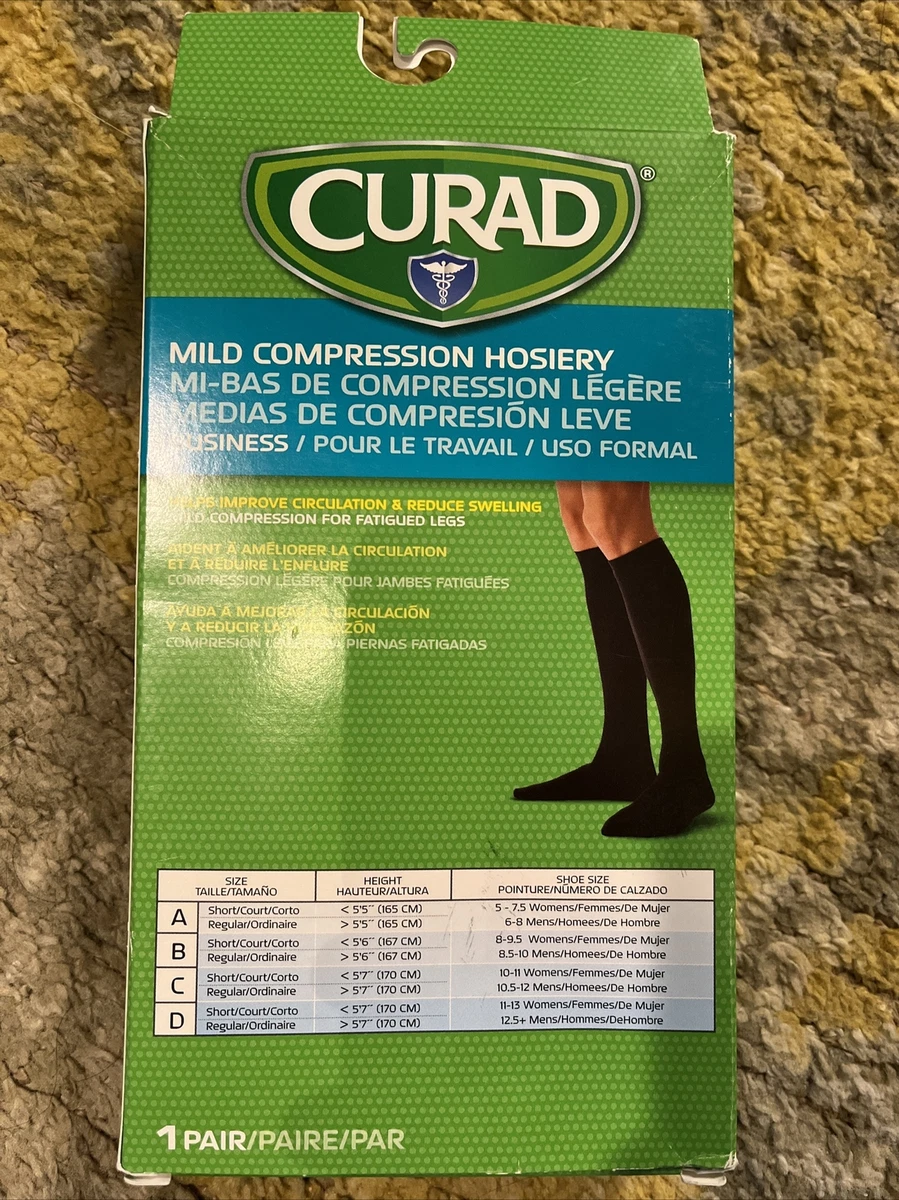 Curad Mild Compression Sock Hosiery Medium 8 15 mmHg Black 1 Pair Business