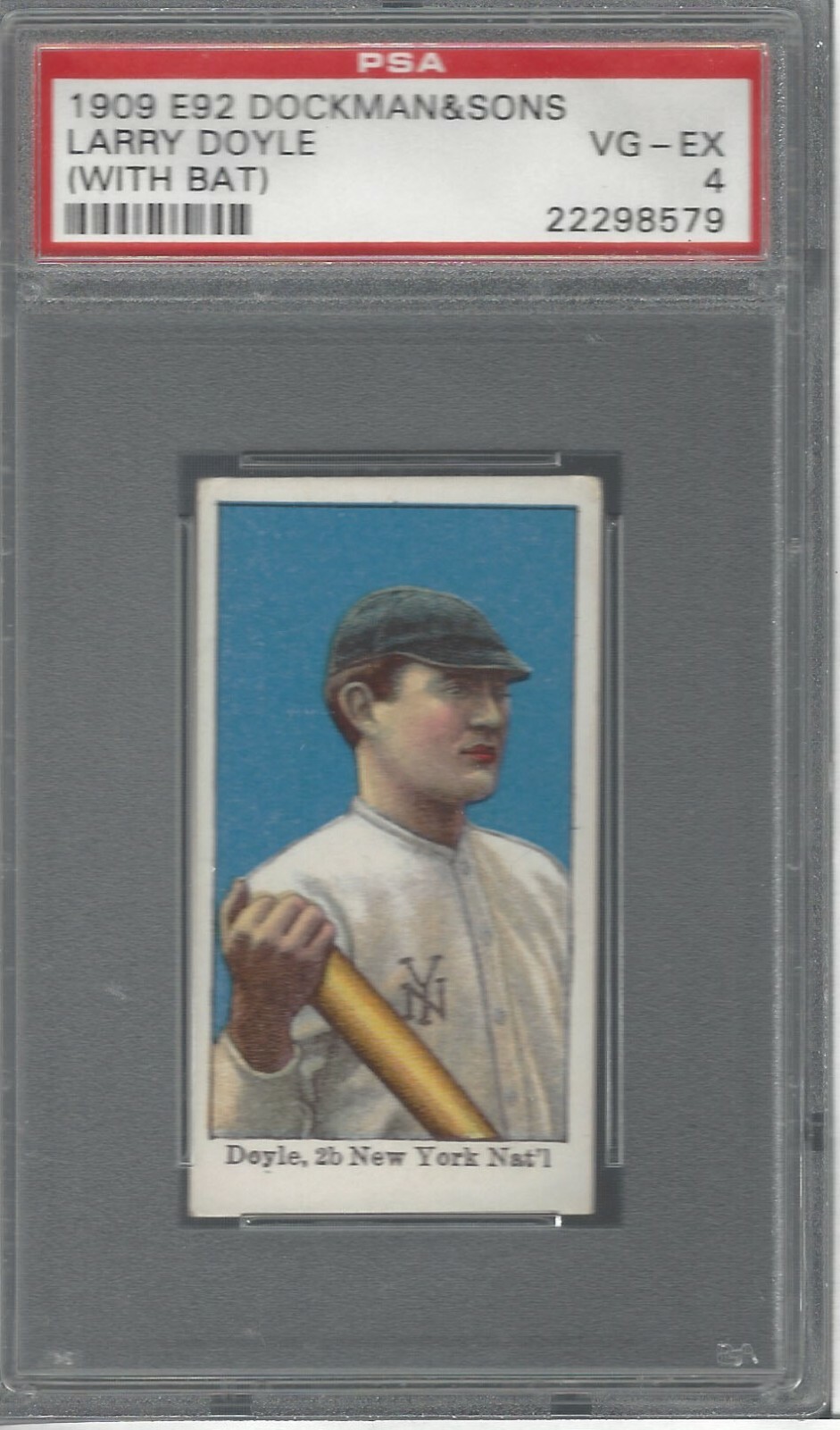 LARRY DOYLE (WITH BAT) 1909 E92 DOCKMAN & SONS BASEBALL VG-EX PSA 4