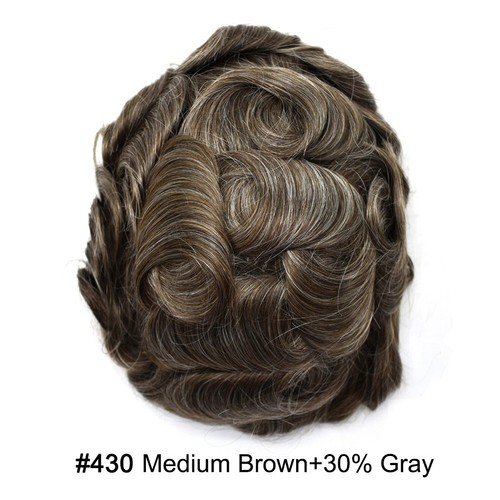 Fine Mono Mens Toupee Hairpiece Poly Skin Hair Systems Wigs for Men Hair Unit - Picture 64 of 81