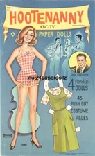 VINTGE 1964 HOOTENANNY PAPER DOLL ~SAALFEILD~PRETTY LASER REPRO~ORG SIZE UNCUT