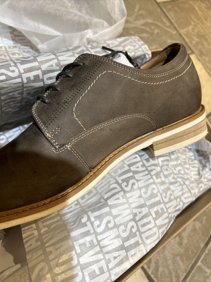 NEW STEVE MADDEN KACION LEATHER OXFORD SHOES MENS 12 GRAY  display picture 3