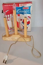 Vtg Drip Wax 3 Light candolier Safe-T-Glo window Christmas light-Clear Bulbs-Box