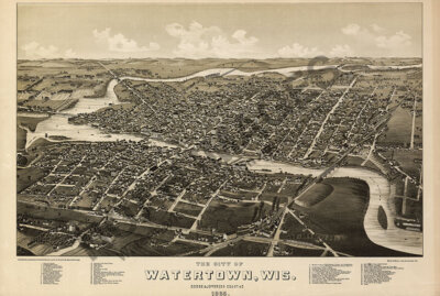 Panoramic Map of Watertown WI 16x24