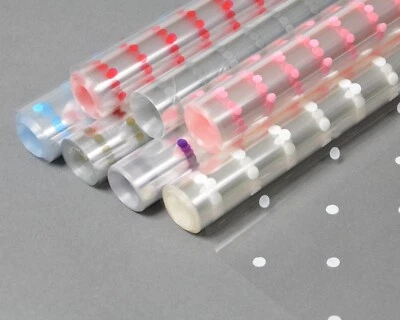 CELLOPHANE FLORIST WRAP ROLLS DOT DESIGN FLOWER GIFT FILM ROLL 80cm 800mm WIDE