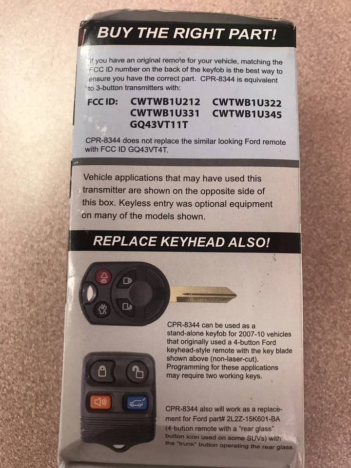 Transmisor de entrada sin llave ilimitado de fábrica para Ford/Lincoln/Mercury CPR8344 Foto 4 de 4