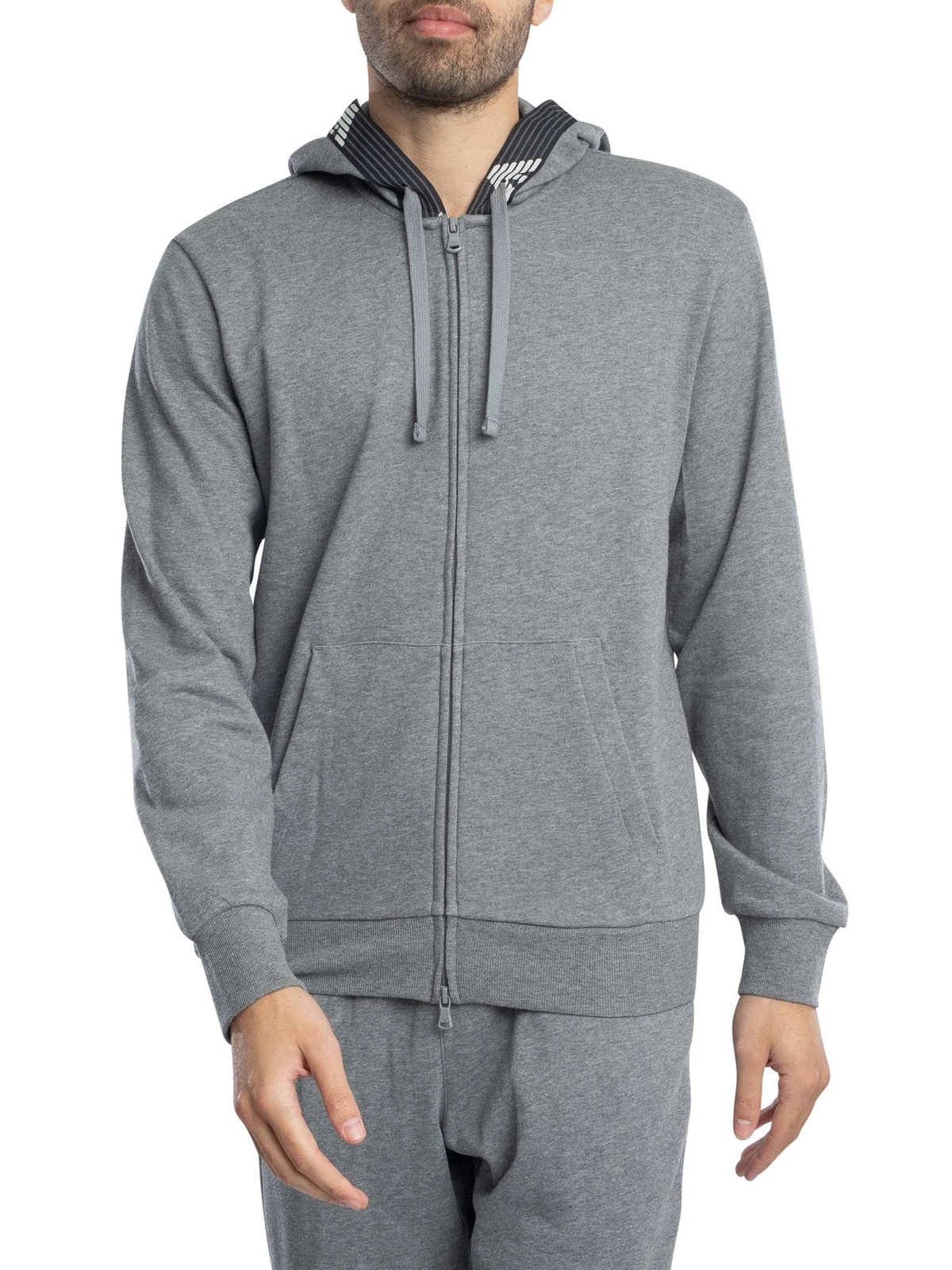 Мужская базовая толстовка Emporio Armani Terry Lounge с капюшоном на молнии серый 17090₽