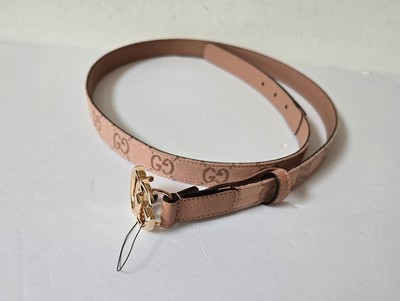 NEW Gucci Marmont GG supreme pink leather thin belt - size  display picture 1