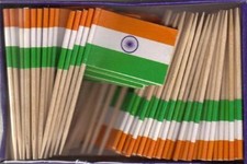 Box of 100 India Toothpick Flags, 100 Small Mini Indian Flag Cupcake Picks