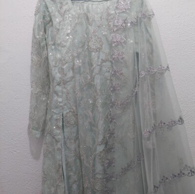 Asiatisch Pakistanisch Indisch Hochzeit/Party Wear Kleid Gehrock, Farbe Blau, Größe M