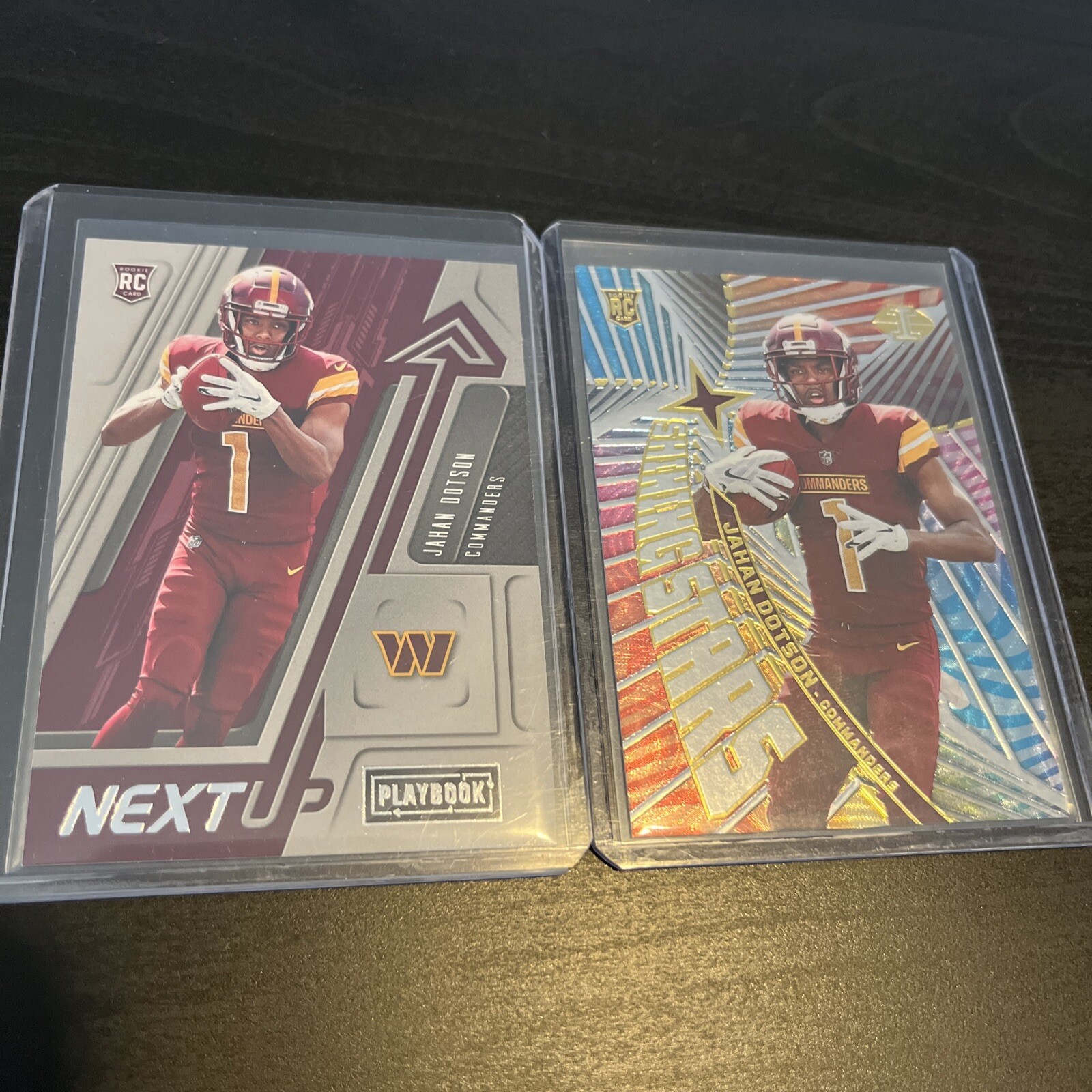 JAHAN DOTSON RC 2022 Illusions SHINING STARS #SS-14 & Playbook NEXT UP #NU10 (d4