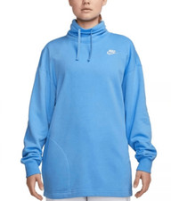 Nike NWT BLUE Women's Club Fleece Lined Mock Neck Oversized Sweatshirt