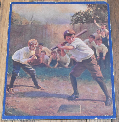 ANTIQUE EARLY Vintage 1909 It's Up to Me BASEBALL Karl Witkowski Print Picture
