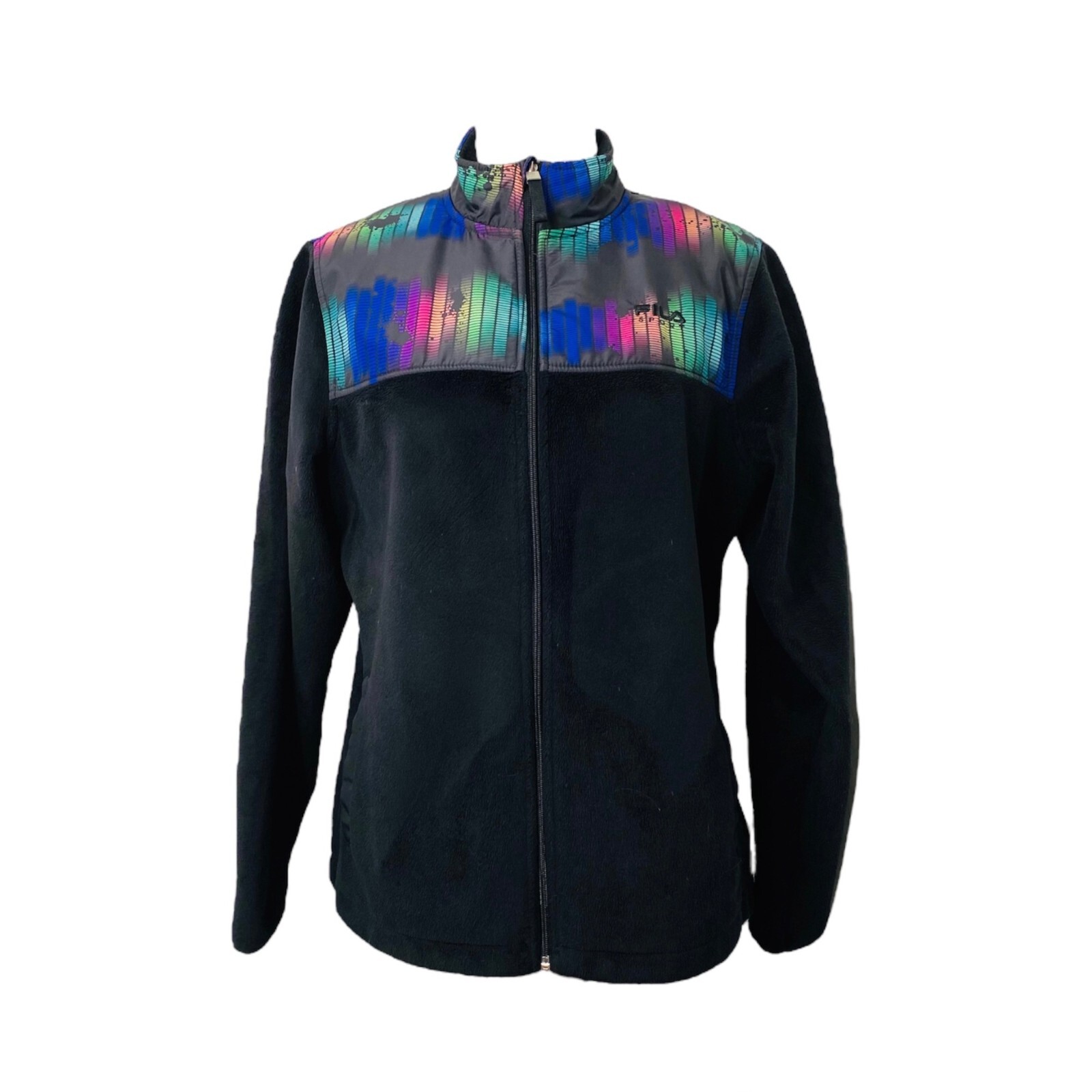 Giacca sherpa donna grande Fila nera manica lunga full zip sportiva