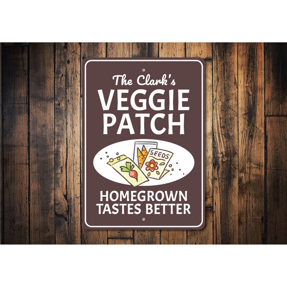 Letrero de parche vegetal, letrero de jardín de patio trasero, letrero de verduras, letrero de metal de jardinero Foto 2 de 4