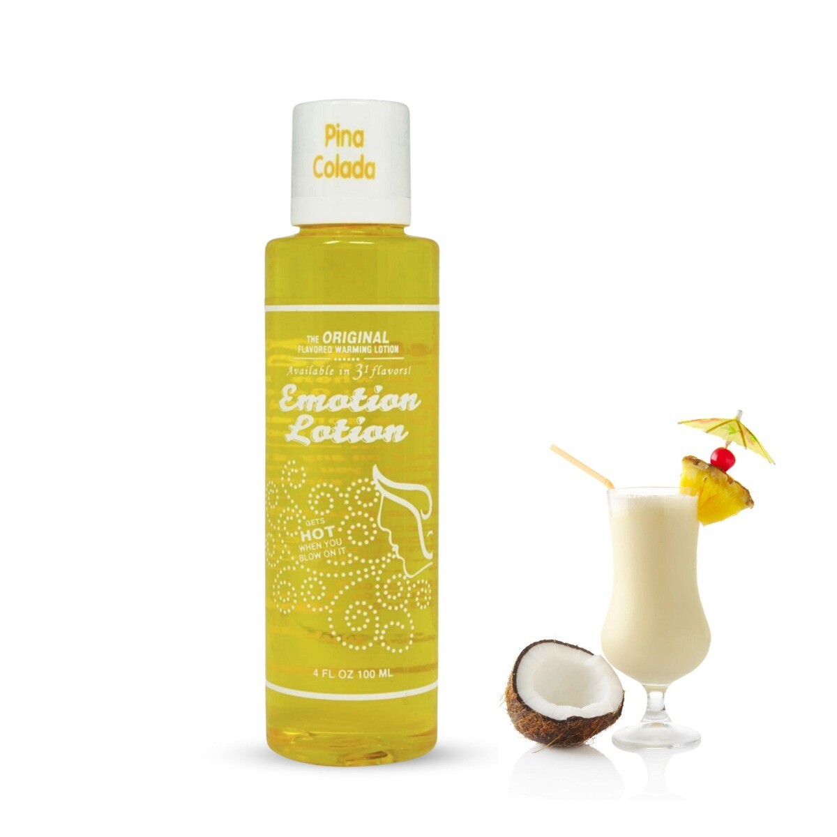Emotion Lotion PinaColada Flavored Warming Massage Lotion Oil Lube Lubricant 4oz