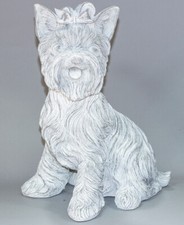 Yorkie Dog Urn Pet Ashes Yorkshire Terrier Sculpture Memorial Animal Grave Decor