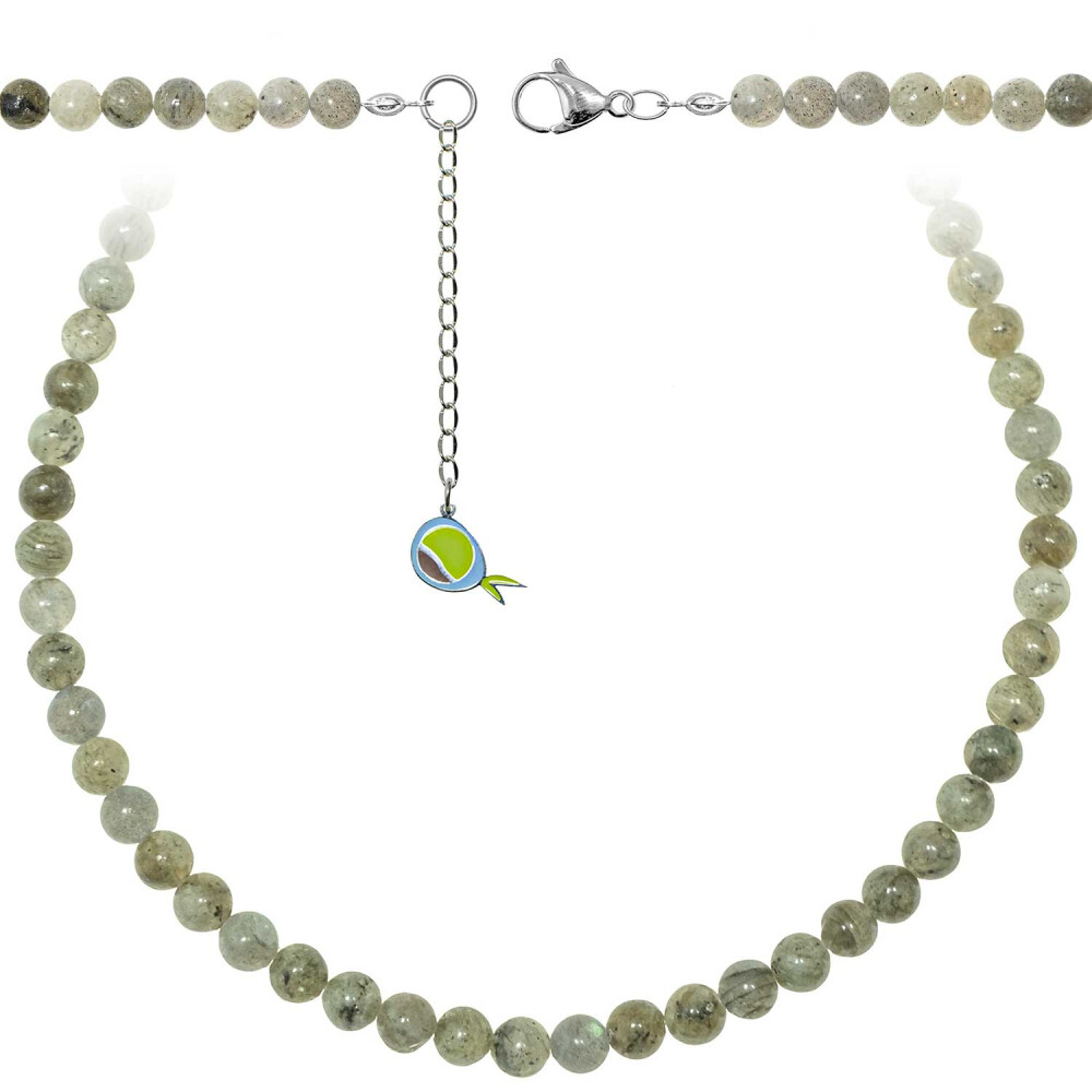 Collier labradorite perles rondes 6mm - Bijou bohème chic 55 cm