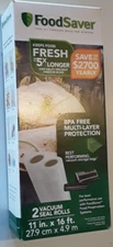 ***************** NEW 2 PACK FoodSaver FSFSBF0626-015 11" x 16' Vacuum Seal Roll