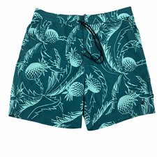 Nautica Mens Swim Trunks Shorts Green Tropical Pineapple Print Size 36 Pockets