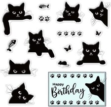 Cat Clear Stamps for Card Making Halloween Decoration Scrapbooking, Black Cats S