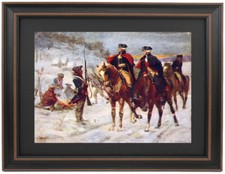 Framed Washington and Lafayette at Valley Forge by John Ward Dunsmore. 2 Sizes.