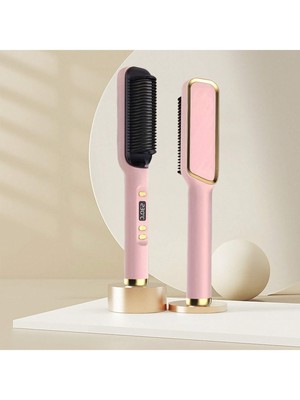 LCD Hair Straightening Comb Anion Does Not Hurt Hair ,Curly Hair,Pink