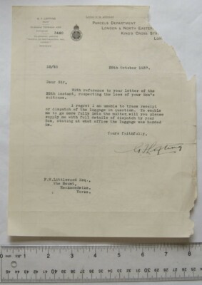 1937 Brief & Karte London & North Eastern Railway, Littlewood, Heckmondwike