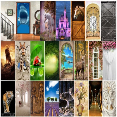 3D Wall Art Shark Castle Unicorn Door Sticker PVC Decal Self-adhesive Wrap Mural - image 1 of 4