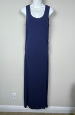 Tommy Bahama Blue Maxi Dress Tank Sleeveless Ruched Size Small Side Slit