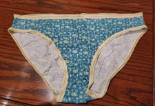 NWT VICTORIA'S SECRET COTTON MODAL ELASTANE BIKINI PANTIES 11138578 TEAL PRINT L
