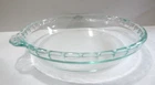 Vintage PYREX Clear Glass Fluted 10" Pie Pan  Crimped Deep Dish Plate