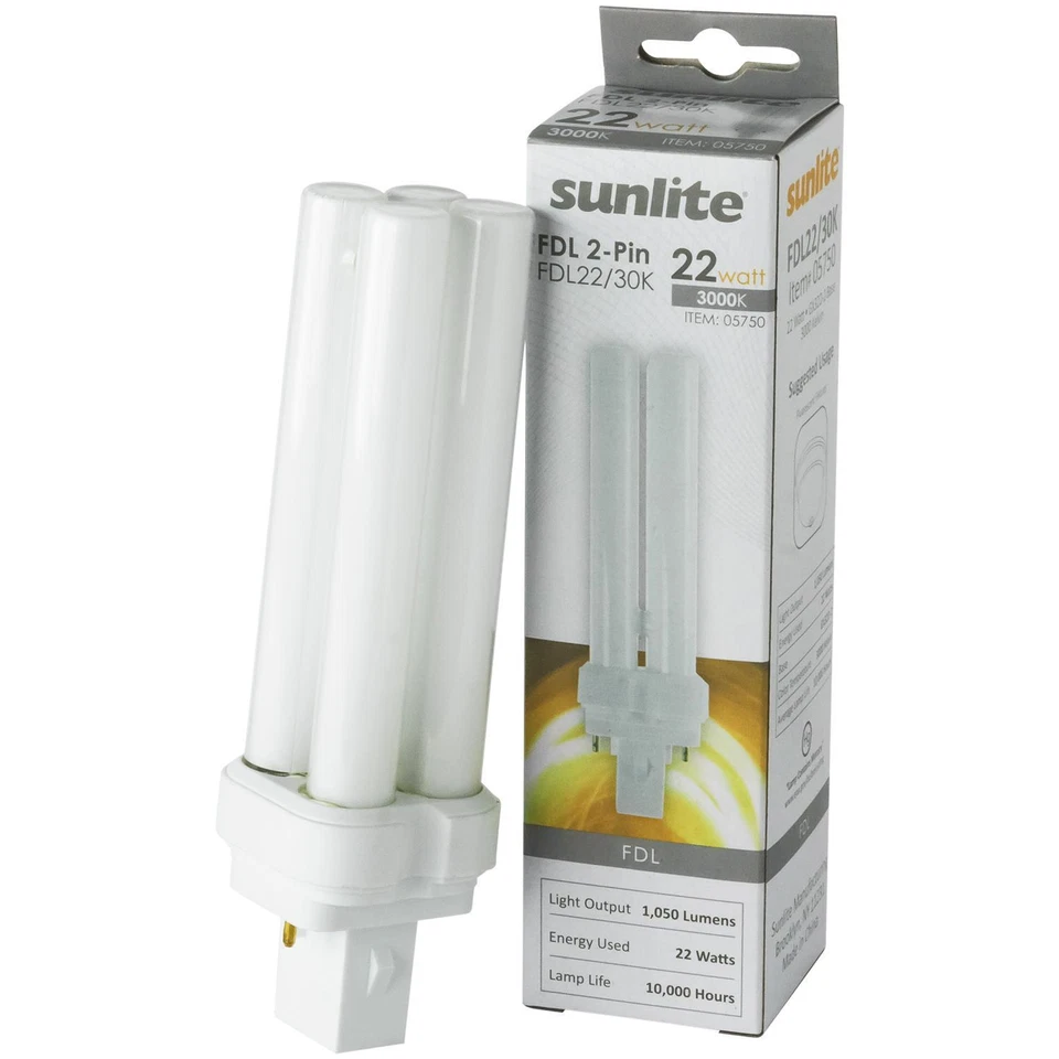 Sunlite 22 Watt FDL 2-Pin Quad Tube GX32D-2 Base Plugin 3000K Warm White Light - Image 4 of 4