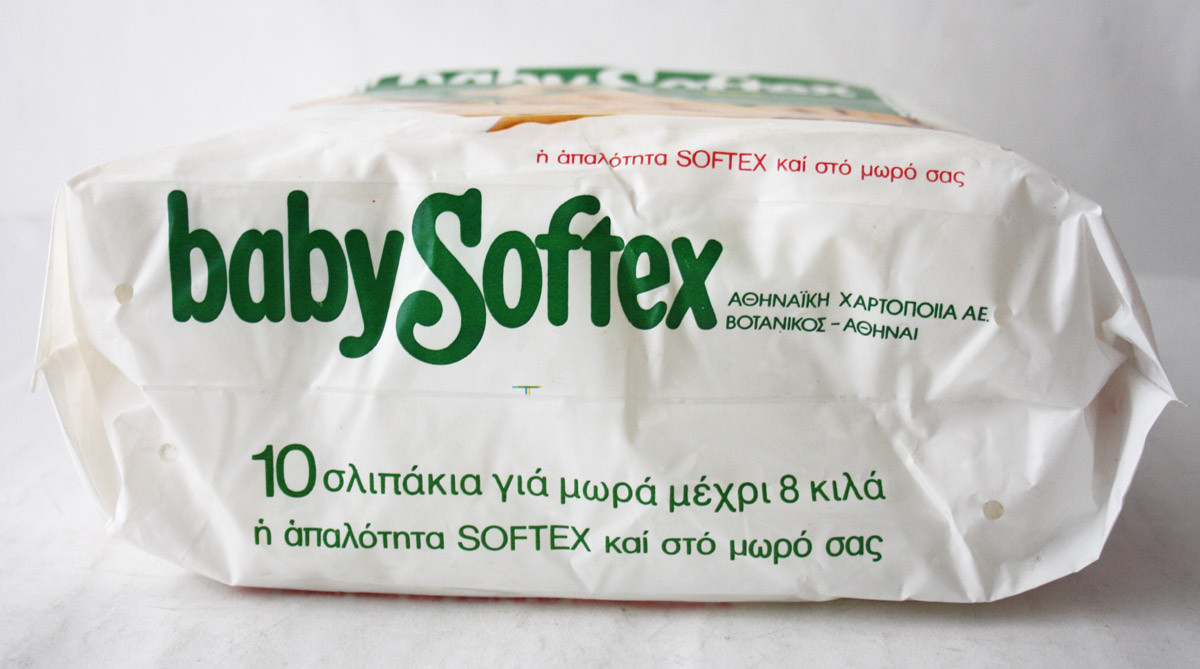 VINTAGE 80'S BABY SOFTEX 10X DIAMOND PLASTIC DIAPERS 8kg/18lbs GREECE