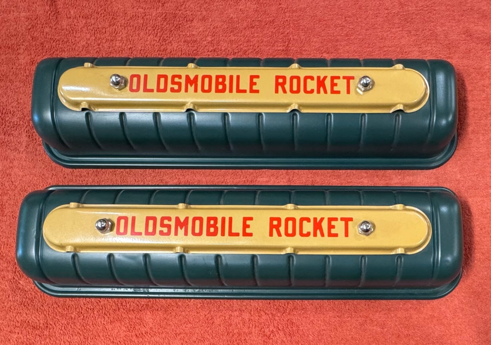 1949 1950 Oldsmobile Rocket Valve Covers 303 324 w/ Wire Looms Hot Rat