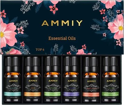 ‎AMMIY AMMIY Essential Oils Set of 6 x 10ml for Aromatherapy Bath Spa Diffuser Fragran