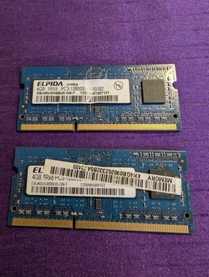 ELPIDA 8GB (2x 4GB) 1Rx8 PC3-12800S DDR3 Laptop Arbeitsspeicher RAM, Details lesen