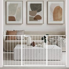 Triple Lock Baby Gate Extra Wide 57.87-62.59" Pressure Mounted Walk Through S...