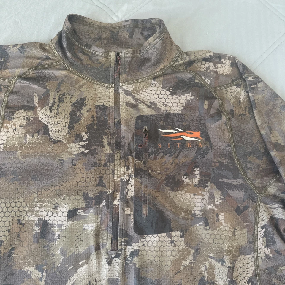 Sitka Grinder Zip-T Gore Optifade Timber Camo Grid Fleece Top 1/2 Zip -X large￼ - Image 3 of 4