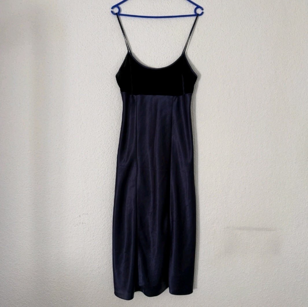 Vestido Vintage Azul Paloma Terciopelo Seda M Mediano