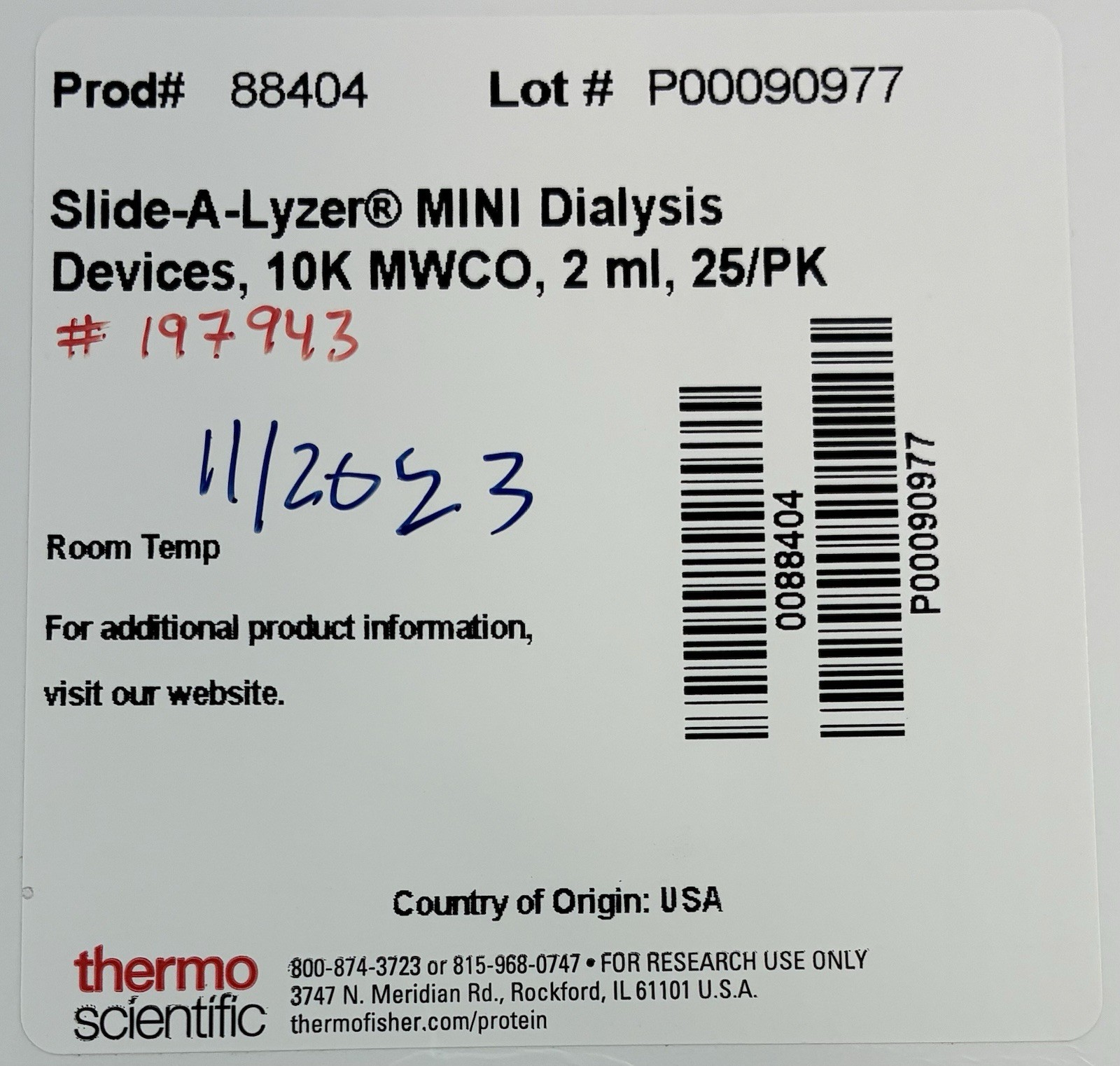 25 New‼️ Thermo 88404 Slide-A-Lyzer MINI Dialysis Devices; 10K MWCO 2mL