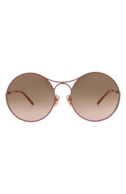 New Chloé Women 58mm Round Sunglasses Authentic Pink Pink Brown