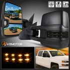 Fits 2014-2018 Silverado Sierra 1500 Power Heated Tow Mirrors+Smoke LED Signal