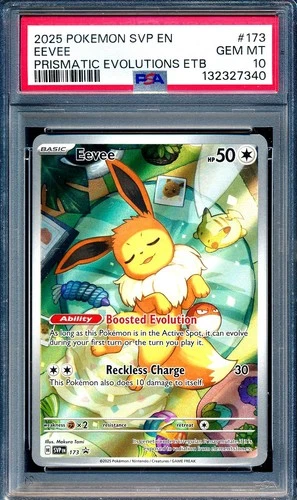 Eevee 2025 Pokemon Prismatic Evolutions #173 Black Star Promo Full Art PSA 10