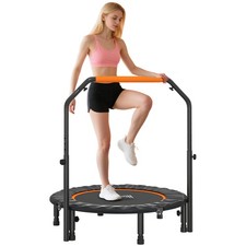 Image of HOMCOM 40" Foldable Mini Fitness Trampoline w/ Foam Handle, Orange